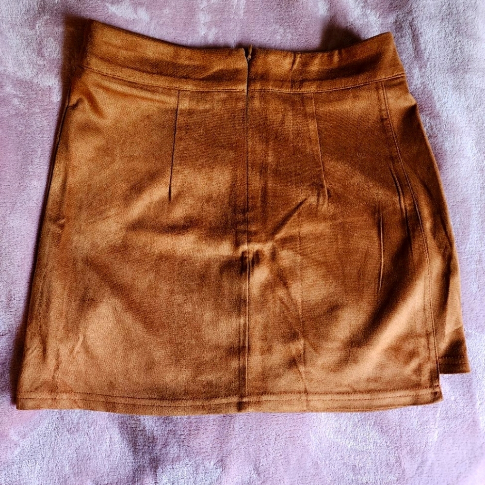 Women's Solid Bodycon Faux Suede Mini Skirt - Picture 5 of 5